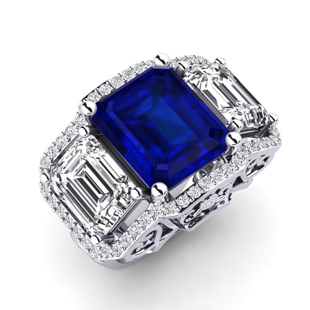 Oval Blue Sapphire and 5/8 CT. T.W. Diamond Frame Engagement Ring in 14K White Gold